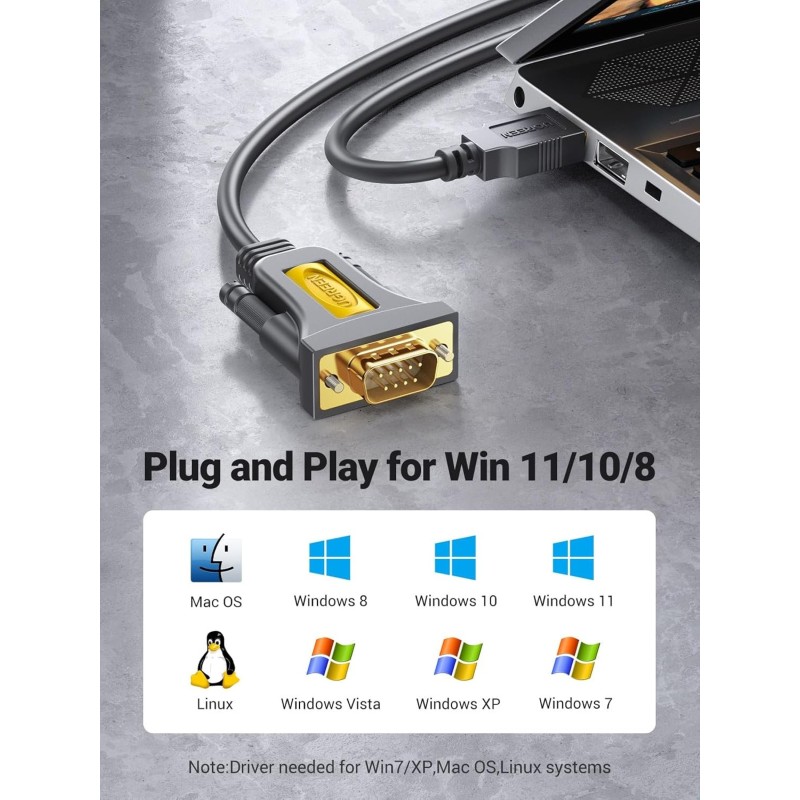 UGREEN 20201 USB to DB9 RS-232 male Adapter Cable - CR104 - 20210