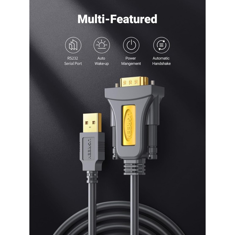 UGREEN 20201 USB to DB9 RS-232 male Adapter Cable - CR104 - 20210