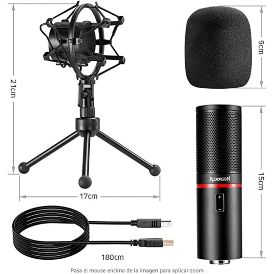 Redragon GM300 Gaming Stream Microphone – USB High-Quality Mic for Streaming & Recording