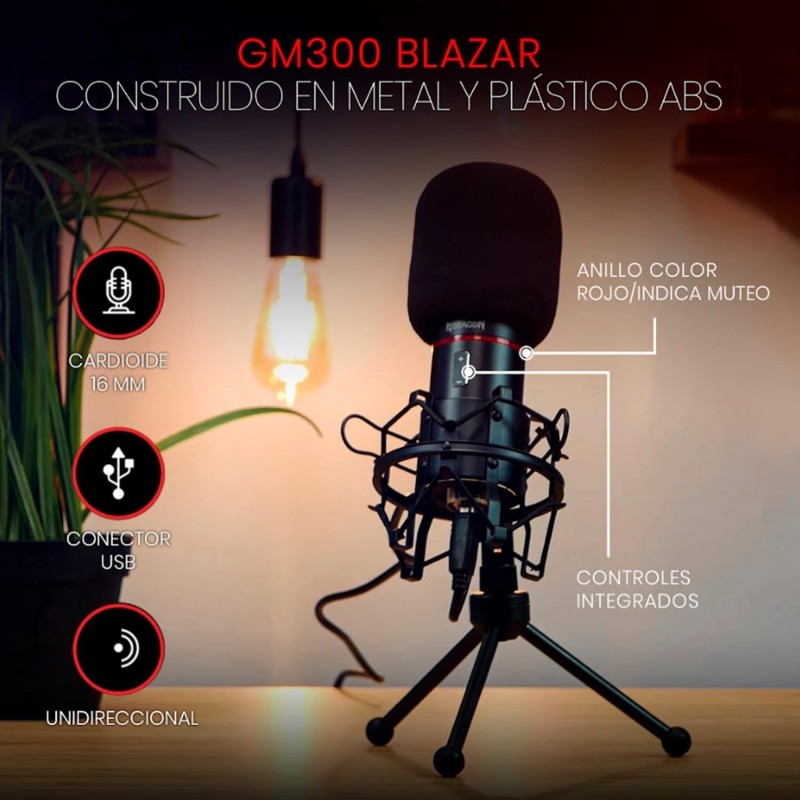 Redragon GM300 Gaming Stream Microphone – USB High-Quality Mic for Streaming & Recording