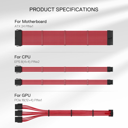 Redragon GCP07 Motherboard Cable Set – 4-Piece High-Quality PC Cables