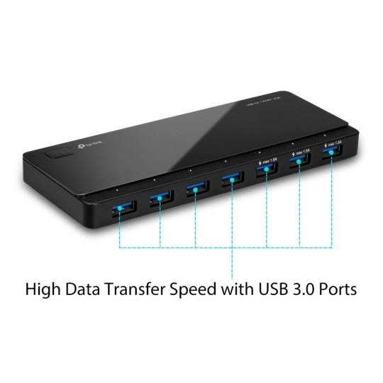 TP-LINK UH700 USB 3.0 7-Port Hub – High-Speed Data Transfer, Compact Design, Powered USB Splitter for PC & Laptop
