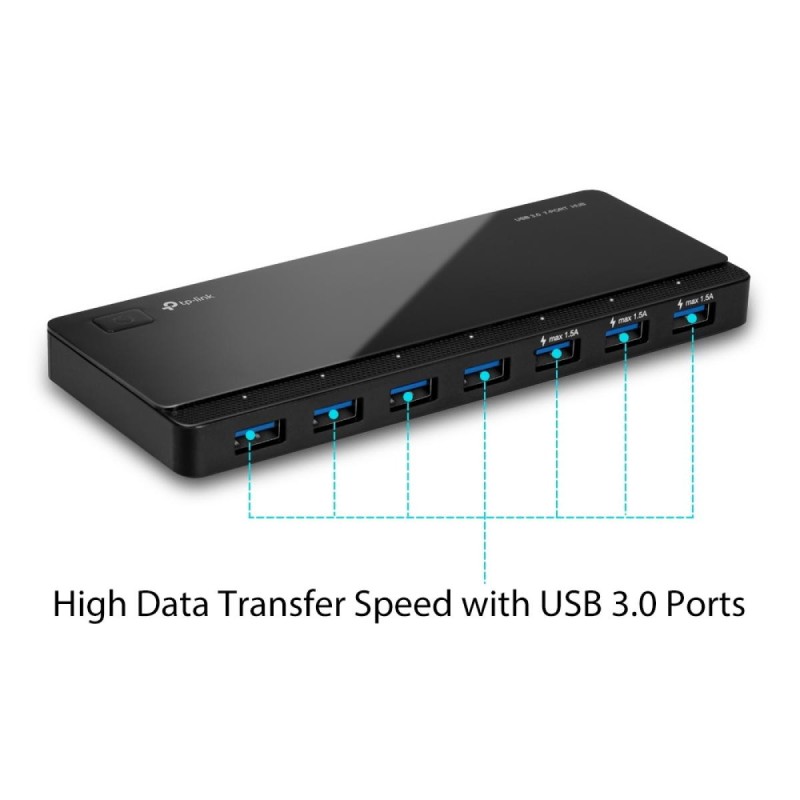 TP-LINK UH700 USB 3.0 7-Port Hub – High-Speed Data Transfer, Compact Design, Powered USB Splitter for PC & Laptop