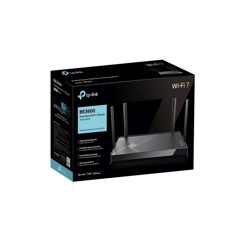 TP-Link Archer BE230 BE3600 Dual-Band Wi-Fi 7 Router | Ultra-Fast Gigabit Speeds, Easy Setup & Smart Home Connectivity