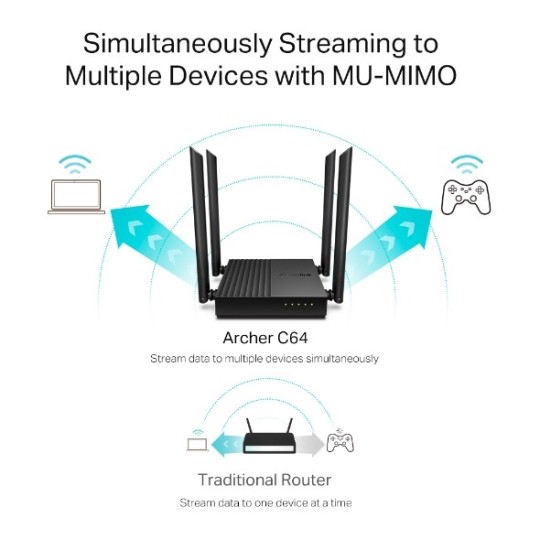 TP-Link Archer C64 AC1200 Dual Band MU-MIMO Wireless WiFi Router | High-Speed Internet, Gaming & Streaming Router