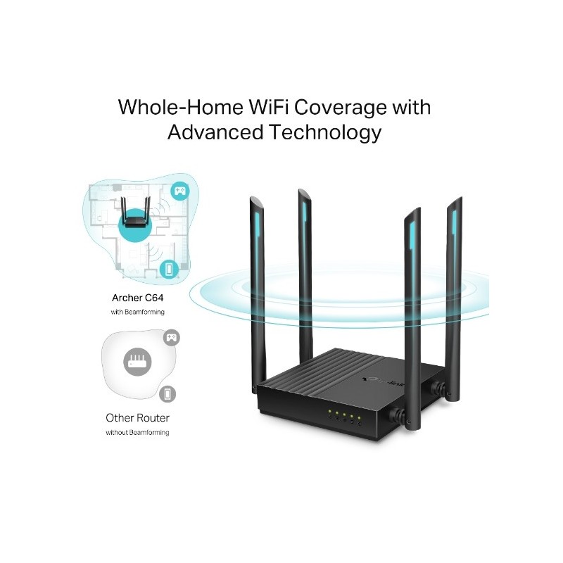 TP-Link Archer C64 AC1200 Dual Band MU-MIMO Wireless WiFi Router | High-Speed Internet, Gaming & Streaming Router