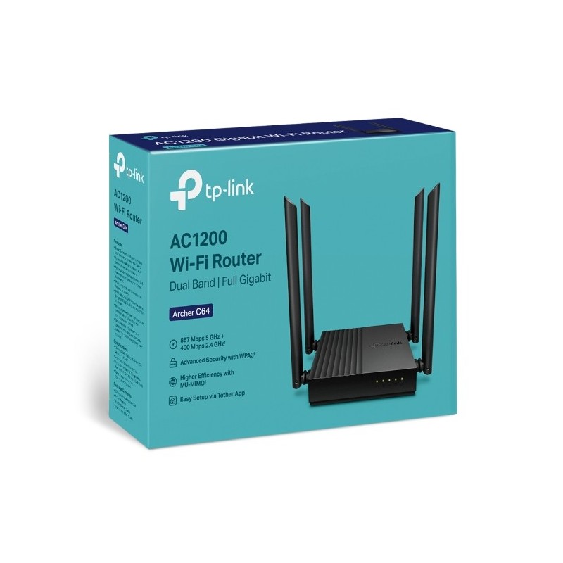 TP-Link Archer C64 AC1200 Dual Band MU-MIMO Wireless WiFi Router | High-Speed Internet, Gaming & Streaming Router