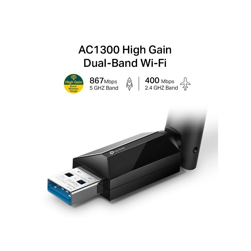 TP-Link Archer T3U Plus AC1300 High Gain Dual Band USB WiFi Adapter | 5GHz & 2.4GHz Fast Wireless Network Dongle