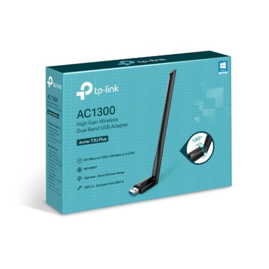 TP-Link Archer T3U Plus AC1300 High Gain Dual Band USB WiFi Adapter | 5GHz & 2.4GHz Fast Wireless Network Dongle