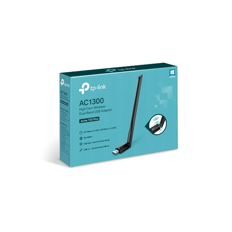 TP-Link Archer T3U Plus AC1300 High Gain Dual Band USB WiFi Adapter | 5GHz & 2.4GHz Fast Wireless Network Dongle