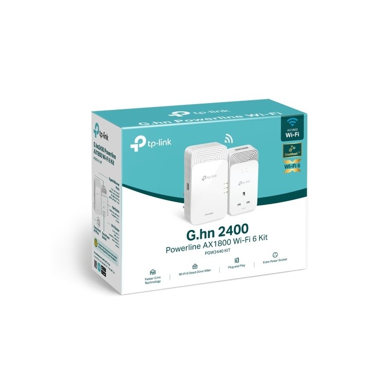 TP-Link PGW2440 G.hn2400 Powerline AX1800 WiFi 6 Kit – High-Speed Gigabit Dual-Band Whole Home Mesh Network Adapter