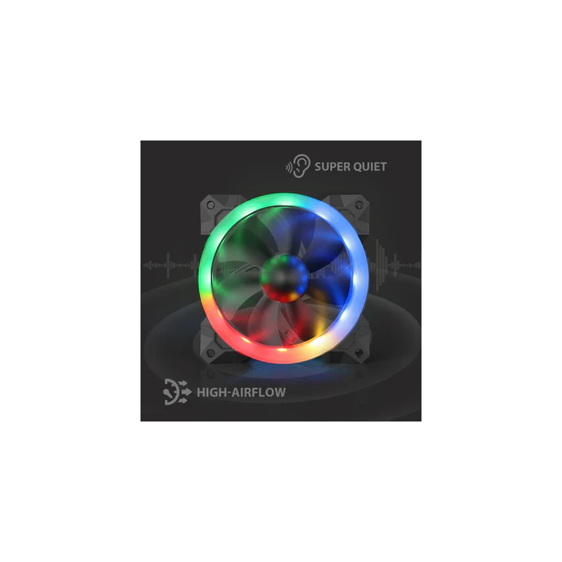 Redragon GC-F008 120mm RGB PC Cooling Fan – Quiet High Airflow Case Fan