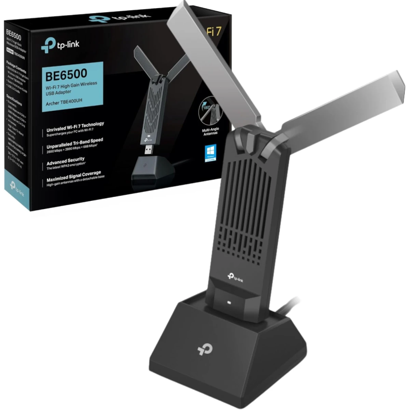 TP-Link Archer TBE400UH BE6500 WiFi 7 High-Gain USB Adapter – Ultra-Fast Dual-Band Wireless Network Dongle for PC & Laptop