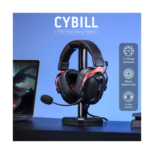 Redragon Cybill H312 Gaming Headset – Black, Comfortable & Immersive Sound