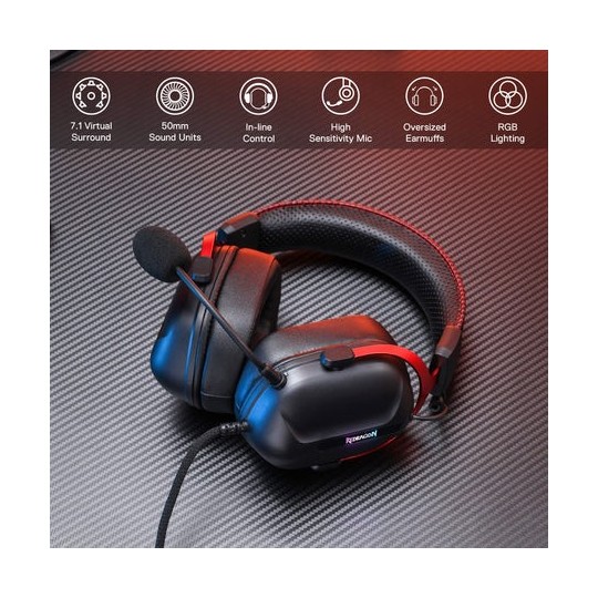Redragon Cybill H312 Gaming Headset – Black, Comfortable & Immersive Sound
