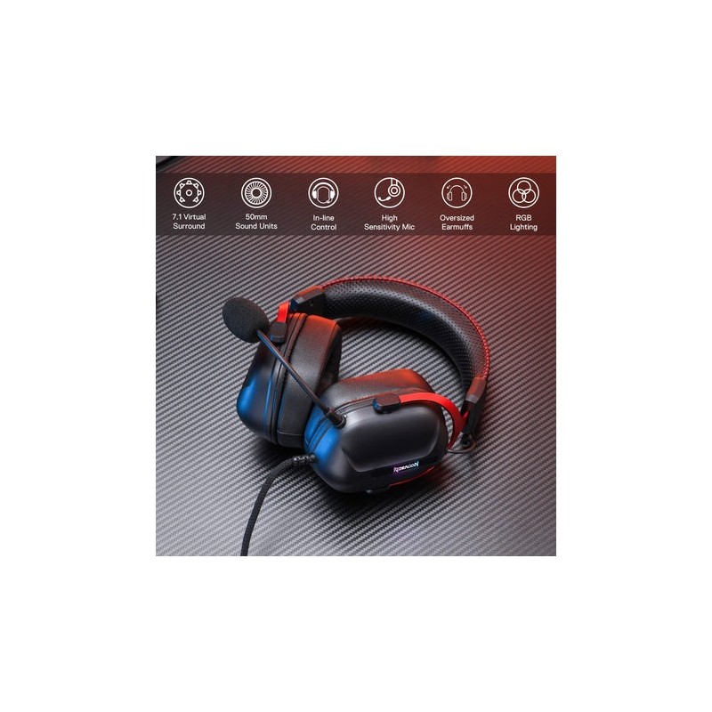 Redragon Cybill H312 Gaming Headset – Black, Comfortable & Immersive Sound