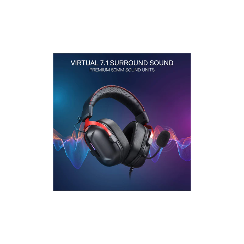 Redragon Cybill H312 Gaming Headset – Black, Comfortable & Immersive Sound