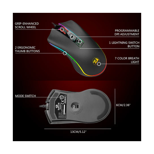 Redragon Cobra M711-FPS Gaming Mouse – 32000 DPI, LK Optical Switch & Flawless Sensor