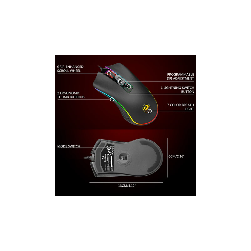 Redragon Cobra M711-FPS Gaming Mouse – 32000 DPI, LK Optical Switch & Flawless Sensor