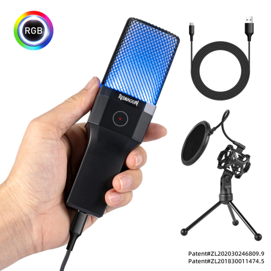 Redragon Adne GM212 Streaming Microphone – USB High-Quality Mic for Gaming & Content Creation