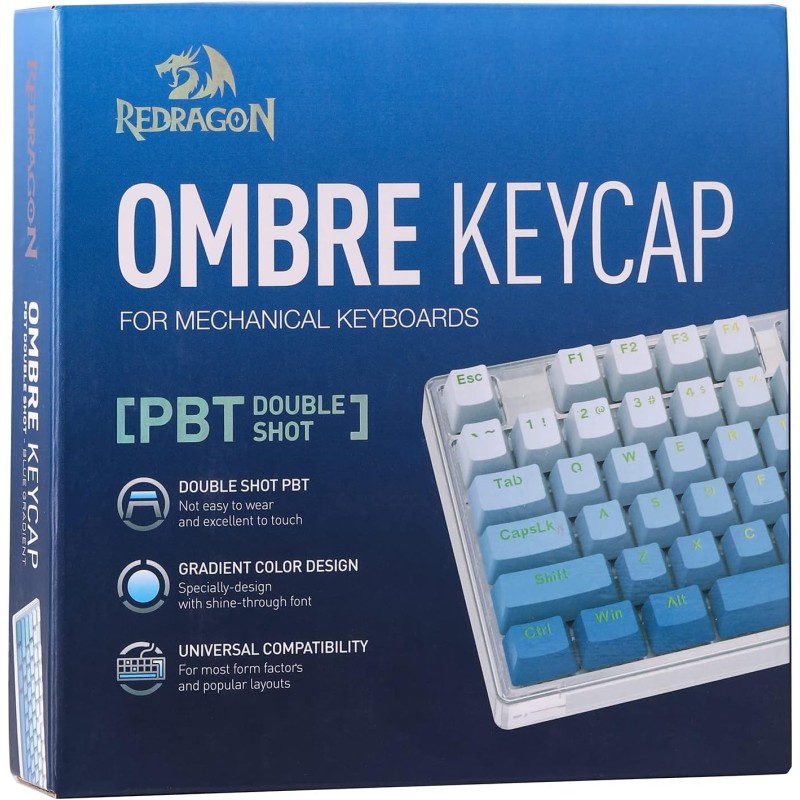 Redragon A134 Gradient Ombre Blue Keycaps – 104-Key Mechanical Keyboard Upgrade