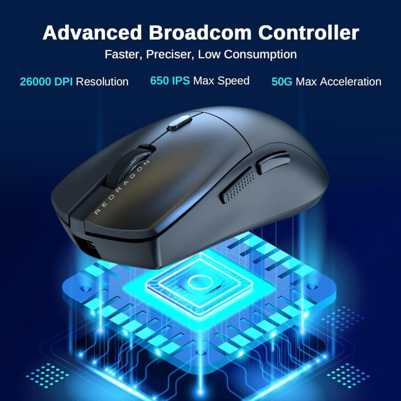 Redragon M815 Pro 3-Mode Wireless Gaming Mouse – High Precision & Ergonomic Design