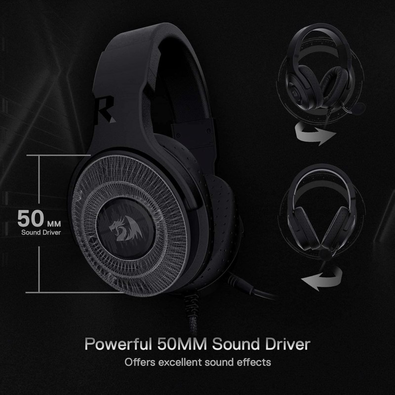 Redragon H350 Pandora RGB Wired Gaming Headset – Surround Sound & Noise-Cancelling Mic