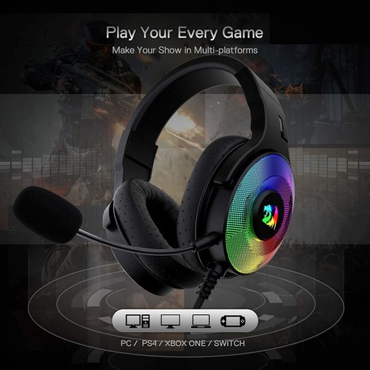 Redragon H350 Pandora RGB Wired Gaming Headset – Surround Sound & Noise-Cancelling Mic
