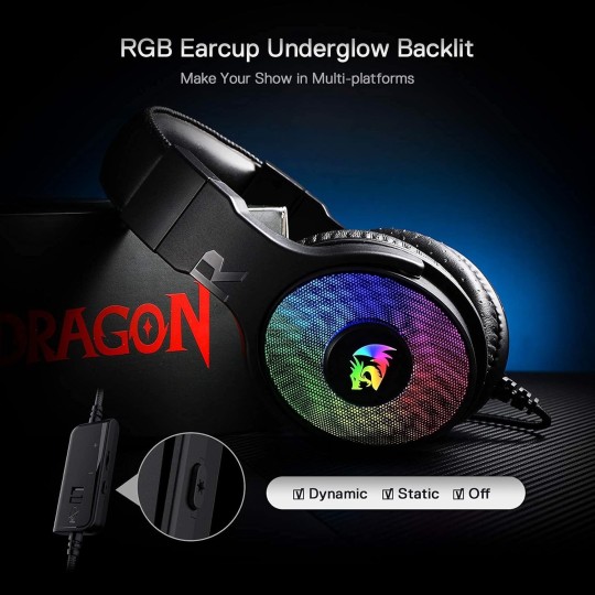 Redragon H350 Pandora RGB Wired Gaming Headset – Surround Sound & Noise-Cancelling Mic