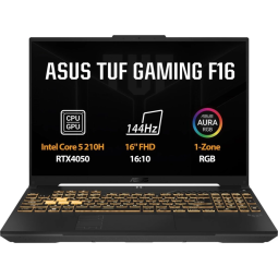 ASUS TUF F16 (2025) FX607VU Intel Core 5 210H 8-Cores w/ Nvidia RTX 4050 6GB DDR6 & 16" IPS 144Hz Display - Black