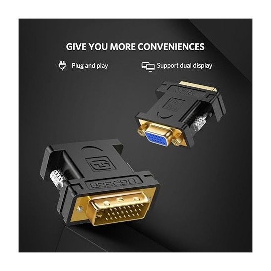 UGREEN DVI-I (24+5) Male to VGA Female Converter (Black) - 20122