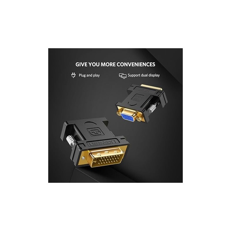UGREEN DVI-I (24+5) Male to VGA Female Converter (Black) - 20122