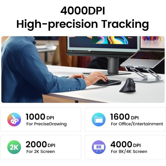 UGREEN Vertical Mouse Wireless Ergonomic Mouse - MU008 - 25444 - 45759