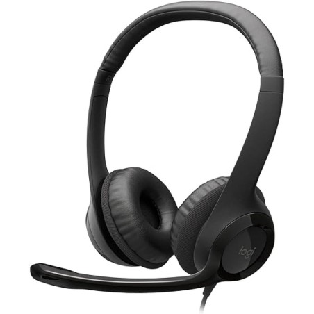Logitech H390 Wired Headset w/ Noise-Cancelling Microphone USB In-Line Controls PC/Mac/Laptop - Black