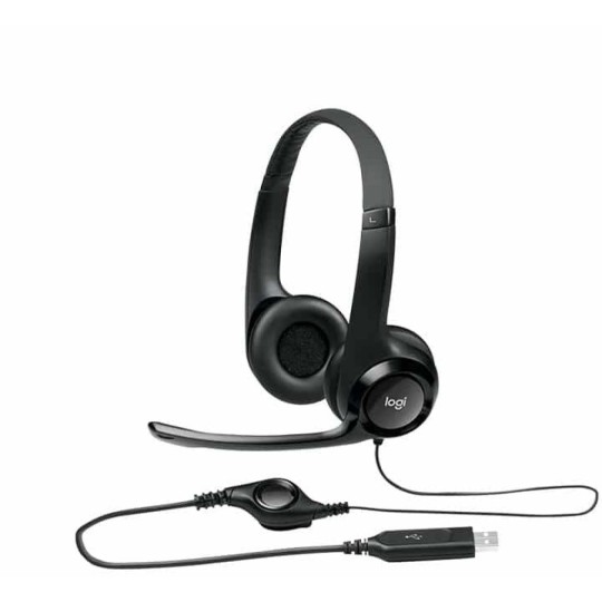 Logitech H390 Wired Headset w/ Noise-Cancelling Microphone USB In-Line Controls PC/Mac/Laptop - Black