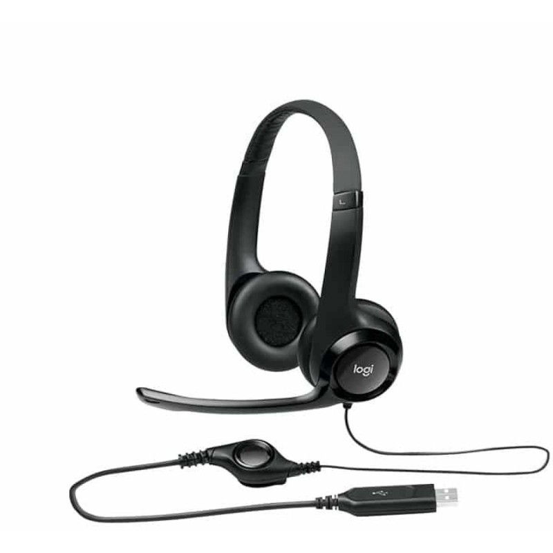 Logitech H390 Wired Headset w/ Noise-Cancelling Microphone USB In-Line Controls PC/Mac/Laptop - Black