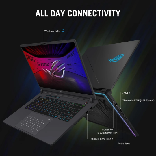 ASUS ROG Strix G16 2025 (G615LW) Gaming Laptop – Intel Core Ultra 9 275HX, RTX 5080 16GB, 16” 2.5K 240Hz IPS, Eclipse Gray