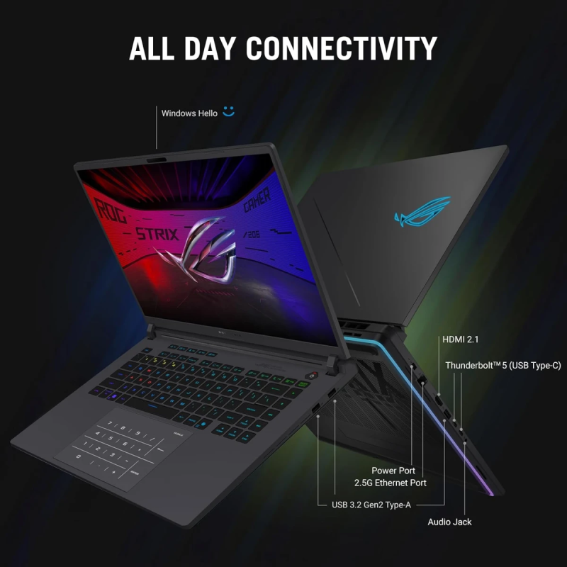 ASUS ROG Strix G16 2025 (G615LW) Gaming Laptop – Intel Core Ultra 9 275HX, RTX 5080 16GB, 16” 2.5K 240Hz IPS, Eclipse Gray