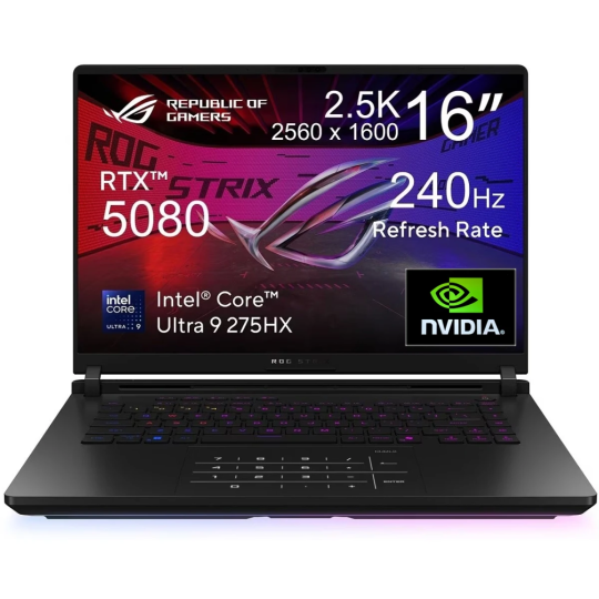 ASUS ROG Strix SCAR 16 2025 (G635) Intel Core Ultra 9 275HX RTX 5080 16GB DDR7 2.5K 240Hz Nebula HDR Gaming Laptop Off Black