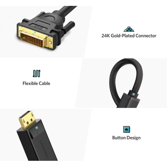 UGREEN DP Male To DVI(24+1) Male Cable - DP103 - 10243
