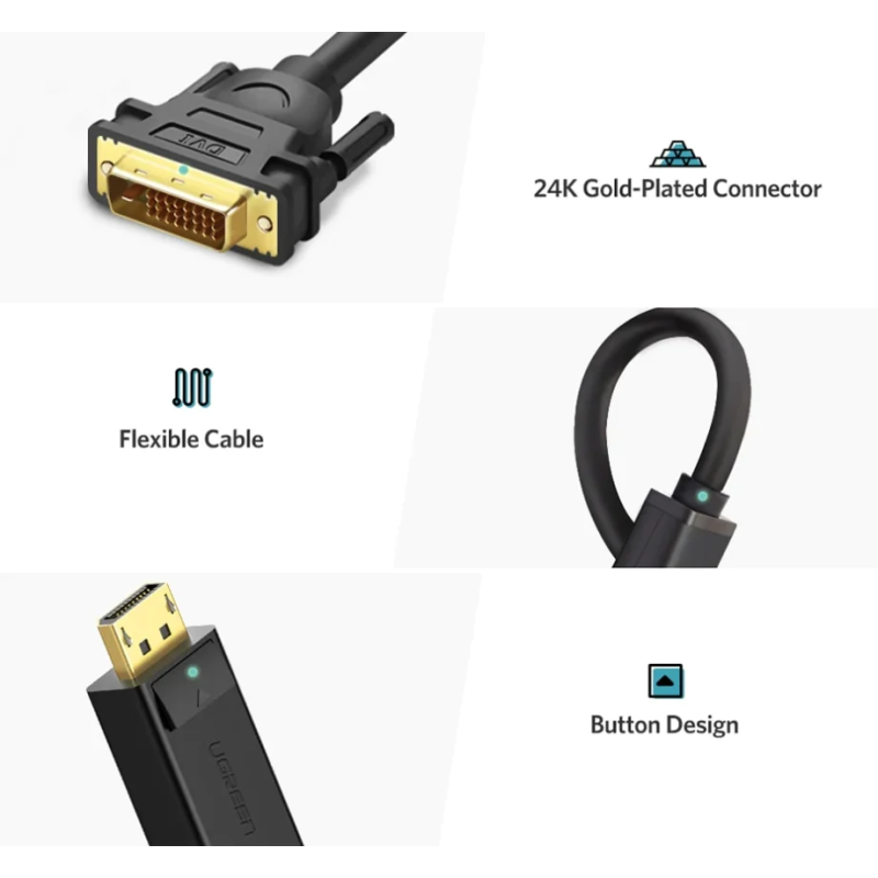 UGREEN DP Male To DVI(24+1) Male Cable - DP103 - 10243