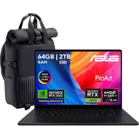 ASUS ProArt P16 (2025) | AMD Ryzen AI 9 HX 370 | RTX 5070 8GB DDR6 | 16” 4K OLED Touch Laptop – Studio & Military Grade