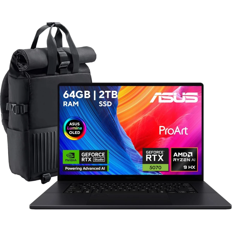 ASUS ProArt P16 (2025) | AMD Ryzen AI 9 HX 370 | RTX 5070 8GB DDR6 | 16” 4K OLED Touch Laptop – Studio & Military Grade