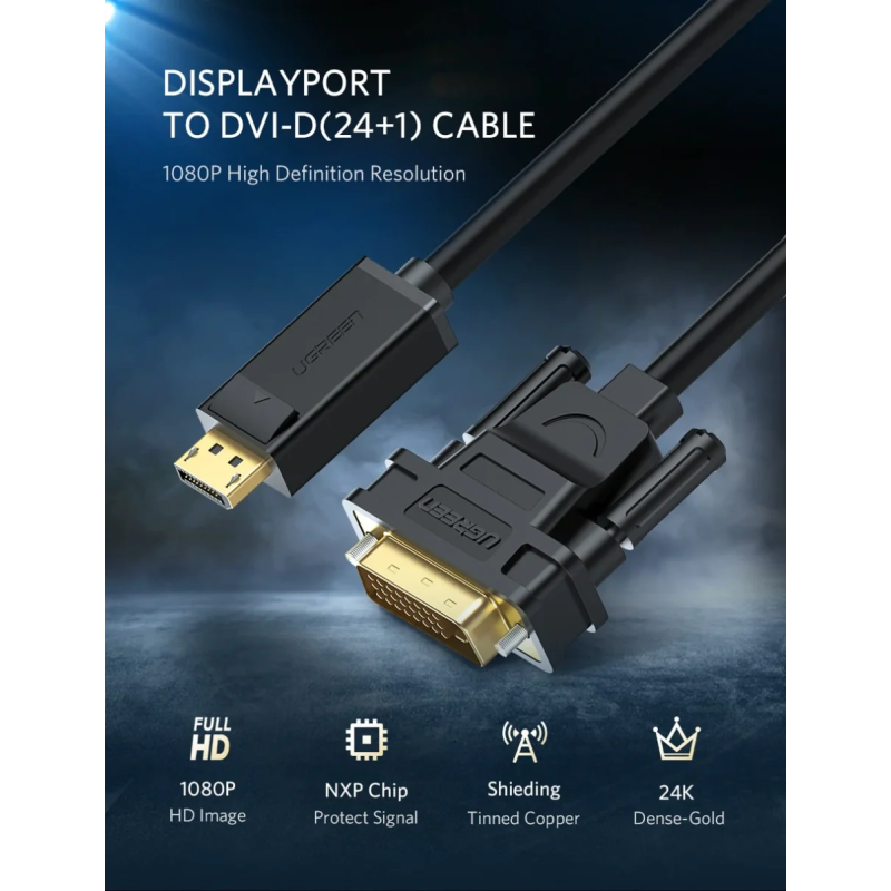 UGREEN DP Male To DVI(24+1) Male Cable - DP103 - 10243