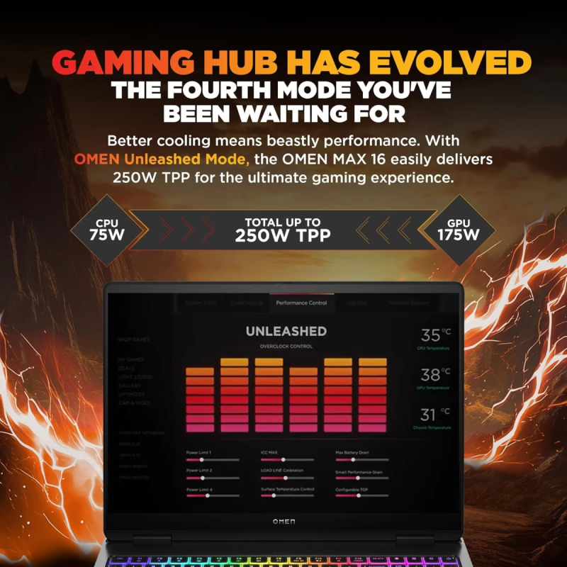 HP OMEN MAX 16 (2025) Gaming Laptop – Intel Core Ultra 9 Gen 2 275HX, RTX 5080 16GB, 16″ 2.5K 240Hz IPS, Shadow Black