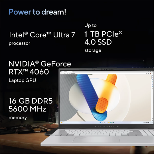 ASUS Vivobook Pro 15 (2024) Intel Core Ultra 7 AI NPU 16-Core | RTX 4050 6GB | 3K OLED 120Hz Creator & Gaming Laptop