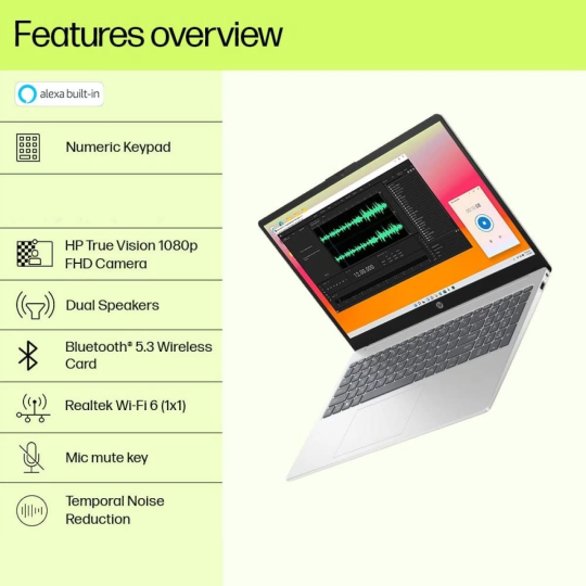 HP Laptop 15-fd0242ne 2025 | Intel Core 5 10-Core | Slim Backlit Design | Silver | HP Backpack & Z3700 Mouse Bundle