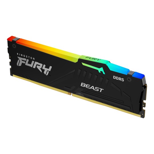 Kingston FURY Beast RGB 32GB DDR5 6000MHz Desktop Memory – Infrared Sync, High-Speed Overclocking, Black Heatspreader